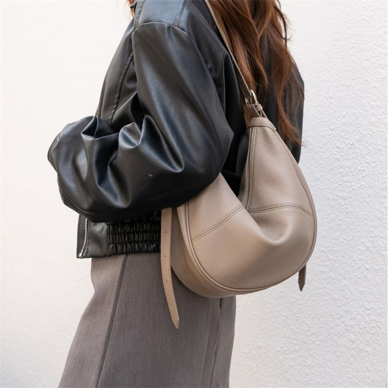 Women Bags For Work - BURMINSA 여성용 정품 가죽 크레센트 호보