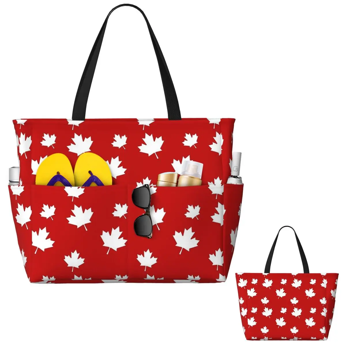 Women Bags In Canada - 캐나다 단풍잎 깃발 패턴 레드 화이트