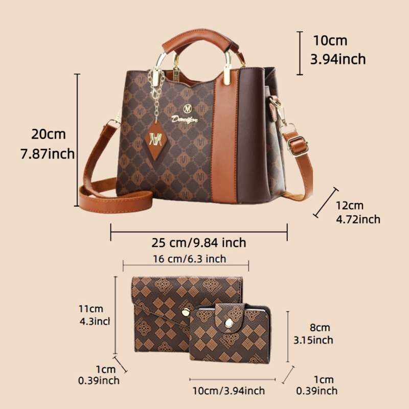 트렌디한 프린트가 있는 3종 여성 핸드백 세트, 컬러  - Women Bags Designer 리뷰 및 가격