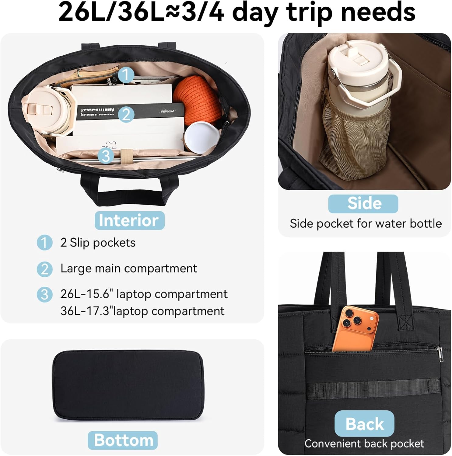 여성용 푸퍼 토트백, 여행, 업무, 헬스장용 가벼운 퍼 - Women'S Tote Bags For Work 리뷰 및 가격