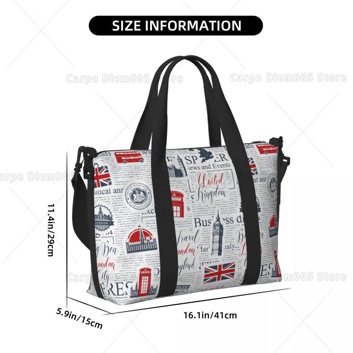 빈티지 영국 런던 신문 여행 수하물 가방 접이식 핸드  - Women Bags Uk 리뷰 및 가격