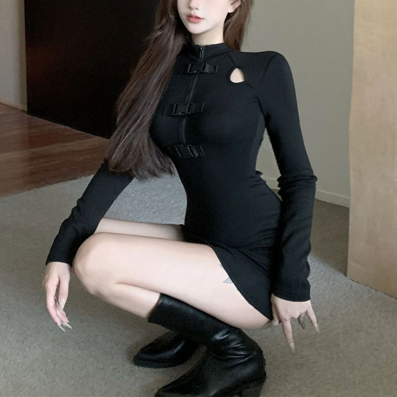아우라 섹시 홀로우 아웃 미니 드레스 봄 가을 솔리드  - Women X Bags 리뷰 및 가격