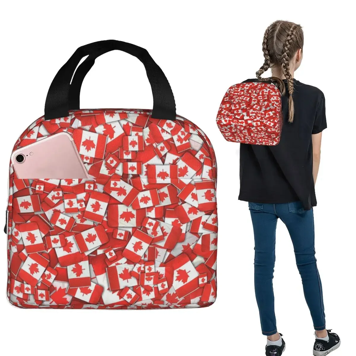 캐나다 국기 패턴 여성 및 어린이용 보온 도시락 가방  - Women Bags In Canada 리뷰 및 가격