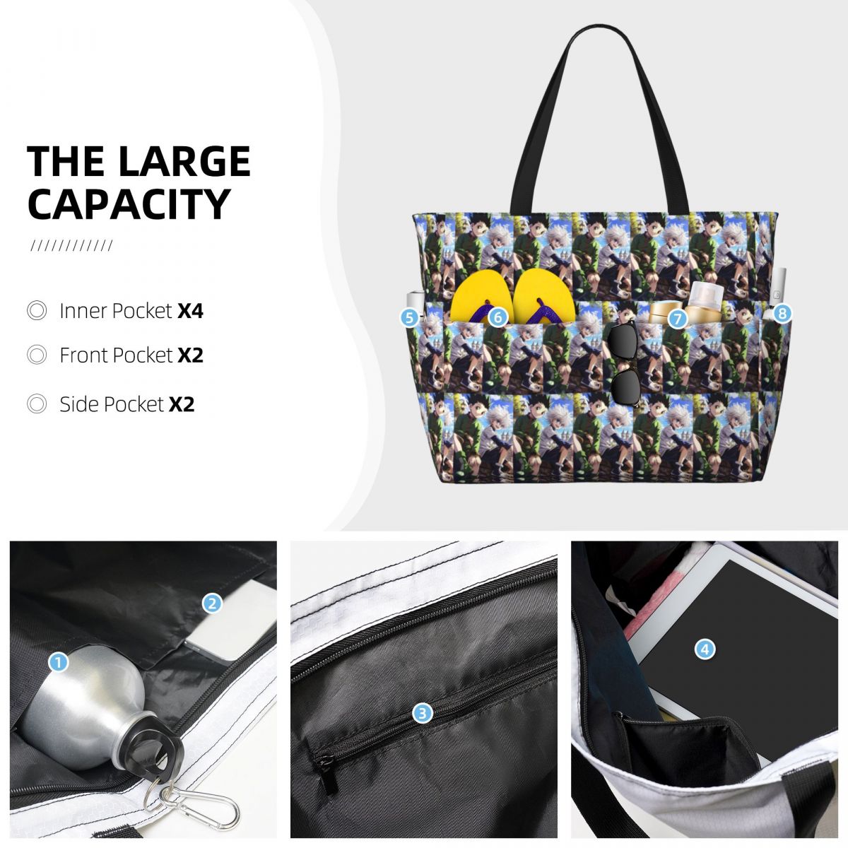 만화 애니메이션 헌터 X 헌터 비치 토트 백 스포츠 체 - Women X Bags 리뷰 및 가격