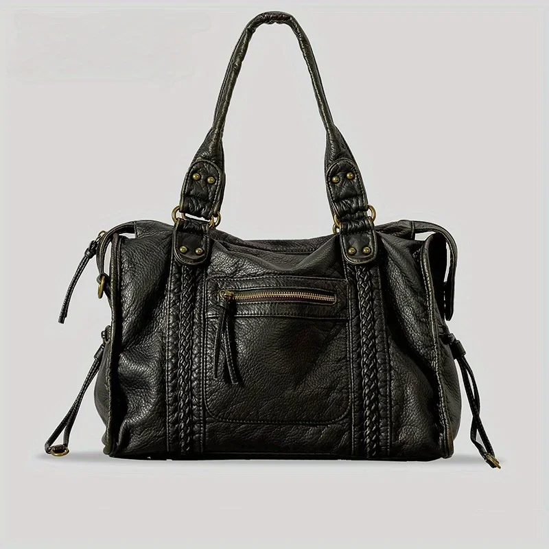 여성 패션 빈티지 세척 부드러운 가죽 토트 백 대용량  - Women Bags Gold 리뷰 및 가격