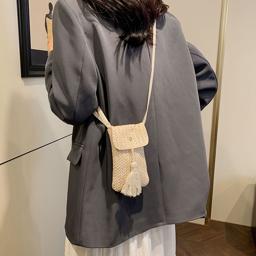 휴대용 밀짚 엮은 핸드백 롱 태슬 수제 여성 폰 파우치 - Women Bags Designer 리뷰 및 가격