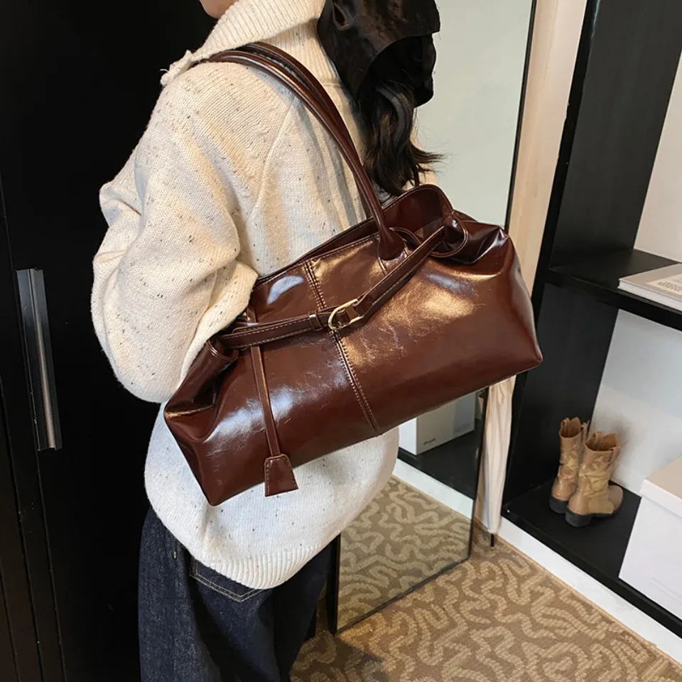 겨울용 PU 가죽 호보 핸드백 숄더백 레트로 탑 핸들  - Women'S Tote Bags For Work 리뷰 및 가격