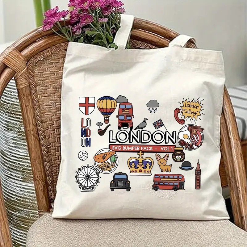 런던 영국 그래픽 캔버스 토트 백 여성용 친환경 재사용 - Women Bags Uk 리뷰 및 가격