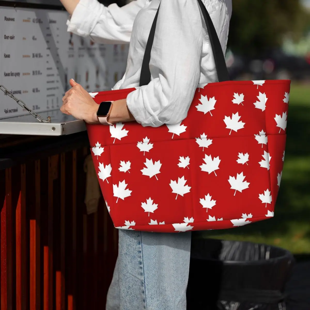 캐나다 단풍잎 깃발 패턴 레드 화이트 캐나다 국기 비치 - Women Bags In Canada 리뷰 및 가격
