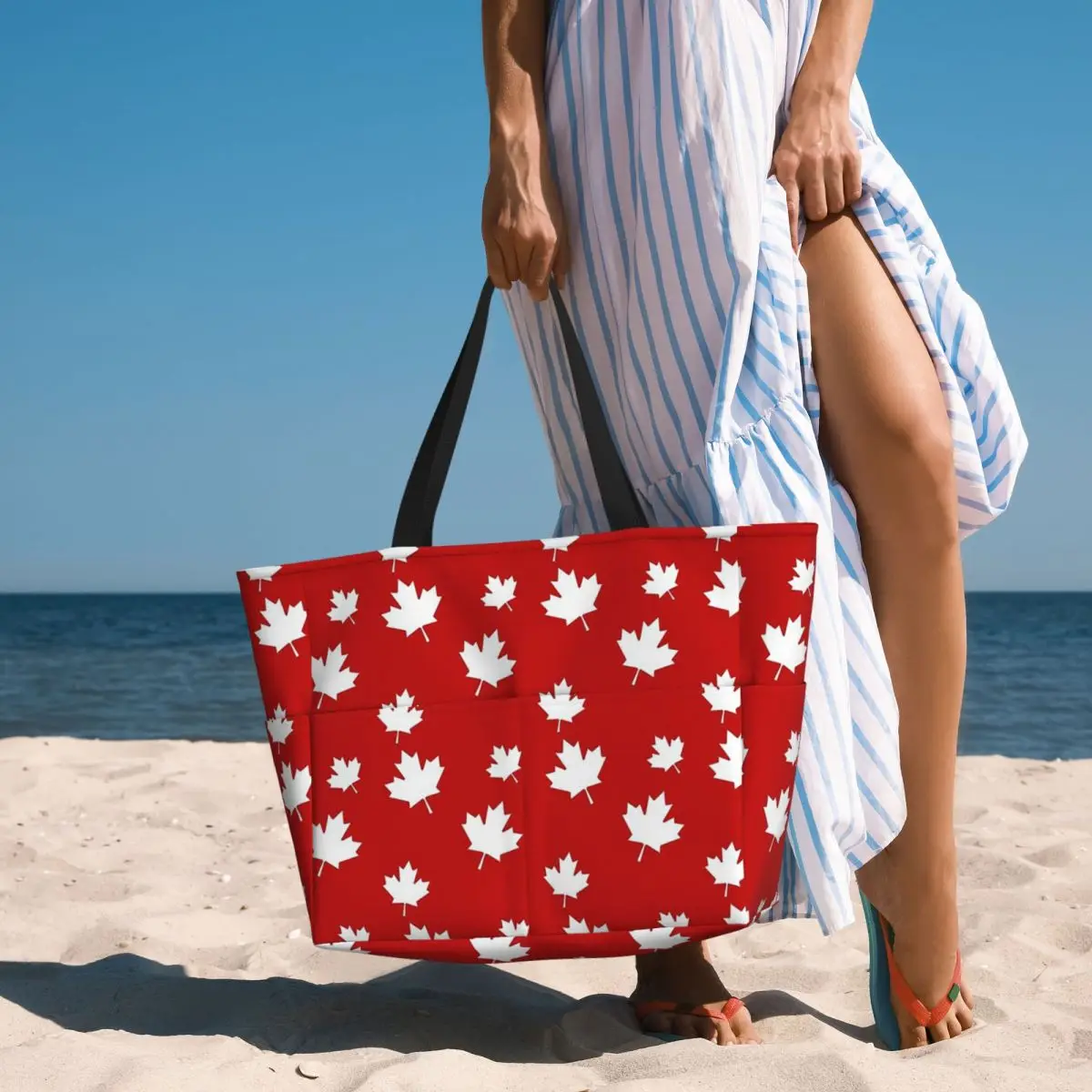 캐나다 단풍잎 깃발 패턴 레드 화이트 캐나다 국기 비치 - Women Bags In Canada 리뷰 및 가격