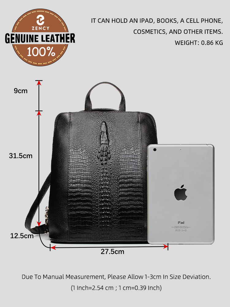 Zency 여성용 악어 가죽 백팩 100% 정품 천연  - Women Bags For Work 리뷰 및 가격